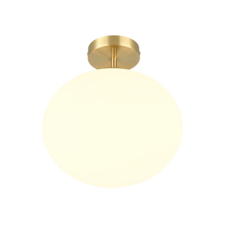 Trio-663100108 - Fomento - Matt Brass Ceiling Lamp with White Oval Glass Ø 30 cm