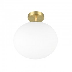 Fomento - Matt Brass Ceiling Lamp with White Oval Glass Ø 30 cm
