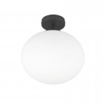 Fomento - Matt Black Ceiling Lamp with White Oval Glass Ø 30 cm Fomento - Matt Black Ceiling Lamp with White Oval Glass Ø 30 cm