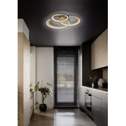 Granada - Matt Black & Gold LED Flush 71.5 cm