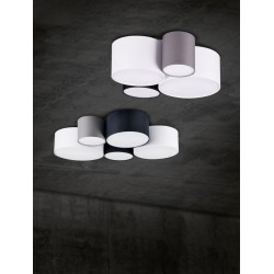 Hotel - White, Black & Grey 4 Light Ceiling Lamp