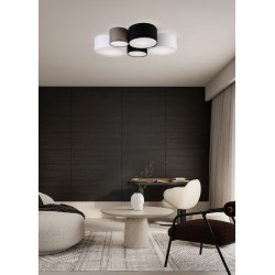 Hotel - White, Black & Grey 5 Light Ceiling Lamp