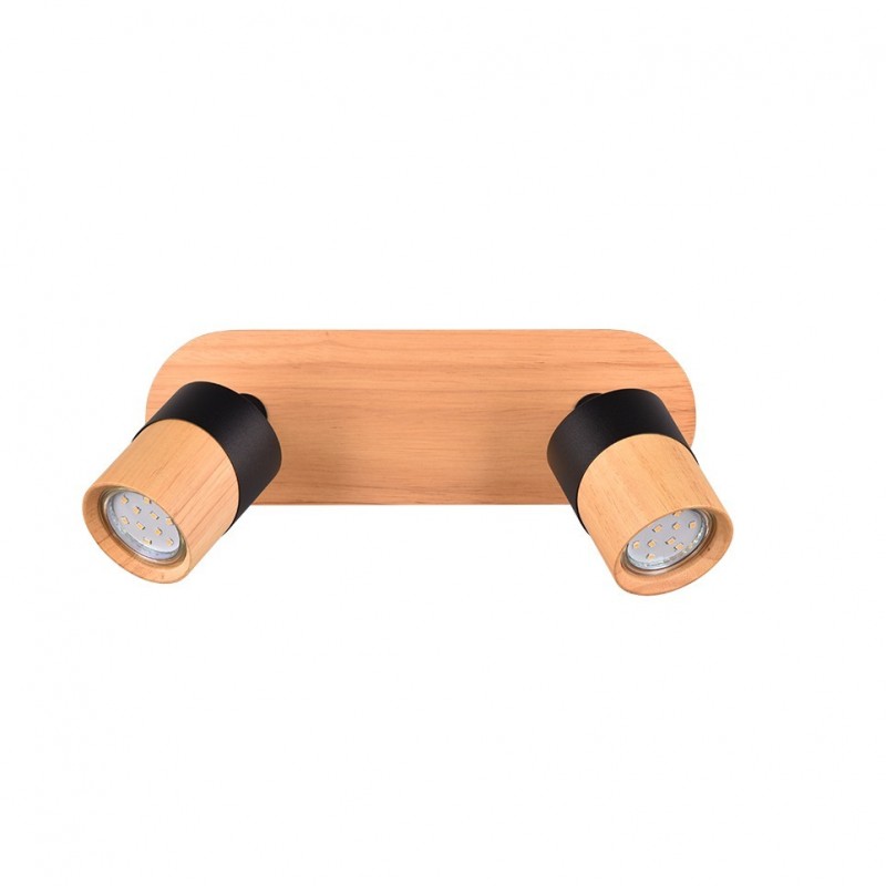 - Aruni - Wooden & Matt Black 2 Spotlights Trio-801100232 - Aruni - Wooden & Matt Black 2 Spotlights