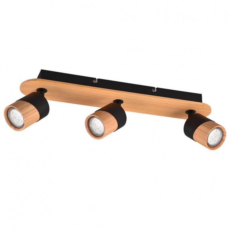 - Aruni - Wooden & Matt Black 3 Spotlights Trio-801100332 - Aruni - Wooden & Matt Black 3 Spotlights