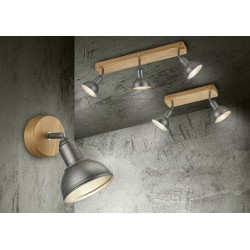 Delhi - Antique Nickel & Wood Single Spotlight Delhi - Antique Nickel & Wood Single Spotlight