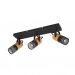 Tosh - Black 3 Spotlights with Wooden Details Tosh - Black 3 Spotlights with Wooden Details