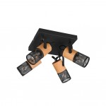 Tosh - Black 4 Spotlights with Wooden Details Tosh - Black 4 Spotlights with Wooden Details