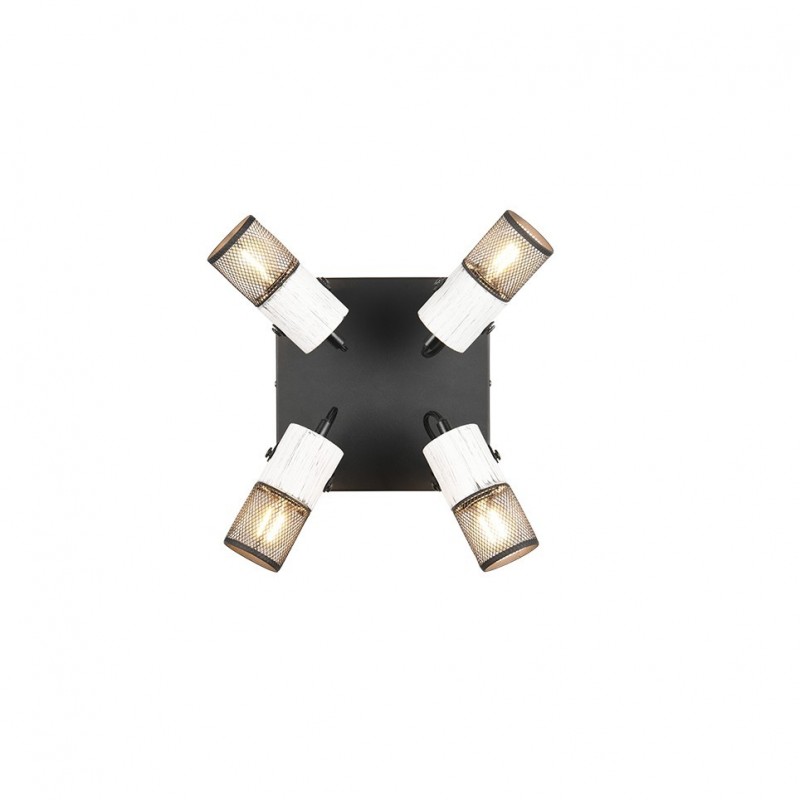 Trio-804300434 - Tosh - Black 4 Spotlights with White Wooden Details