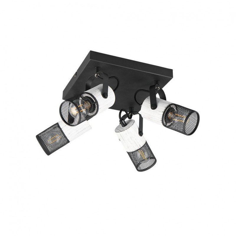 Trio-804300434 - Tosh - Black 4 Spotlights with White Wooden Details