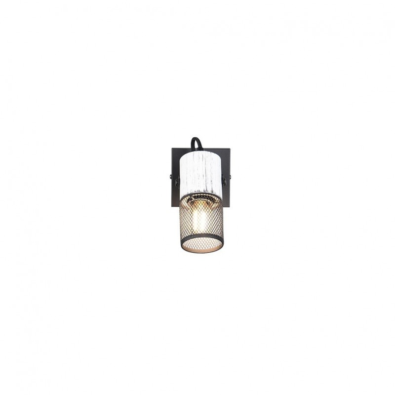 Trio-804370134 - Tosh - Black Single Spotlight with White Wooden Details