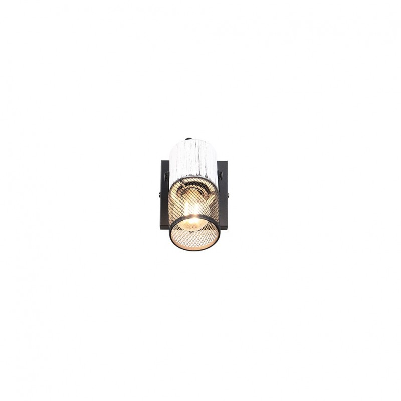 Trio-804370134 - Tosh - Black Single Spotlight with White Wooden Details