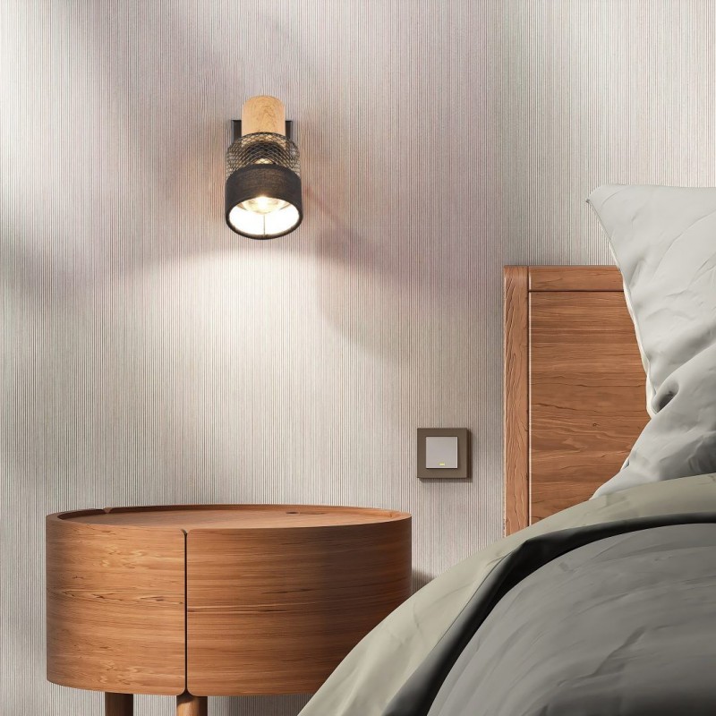 - Nandini - Black & Wooden Spotlight Trio-811700132 - Nandini - Black & Wooden Spotlight