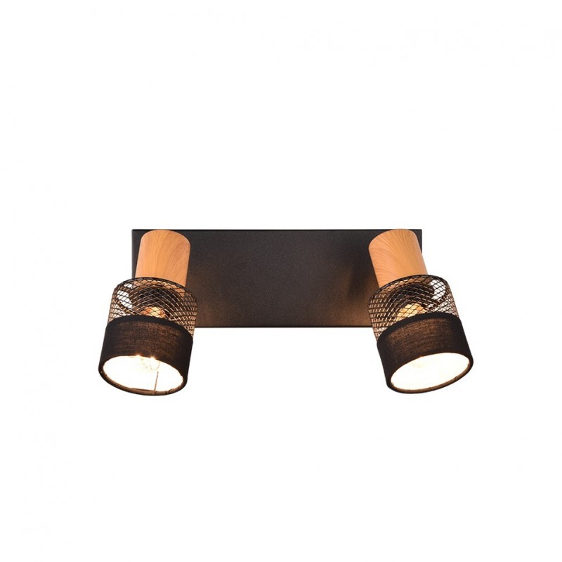 - Nandini - Black & Wooden 2 Spotlights Trio-811700232 - Nandini - Black & Wooden 2 Spotlights