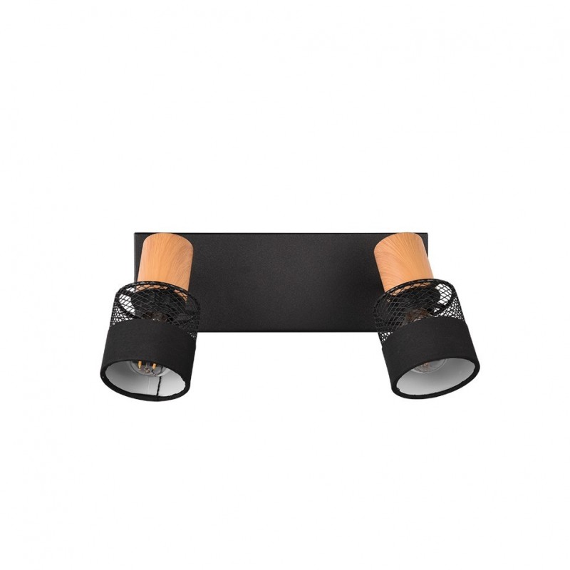 - Nandini - Black & Wooden 2 Spotlights Trio-811700232 - Nandini - Black & Wooden 2 Spotlights
