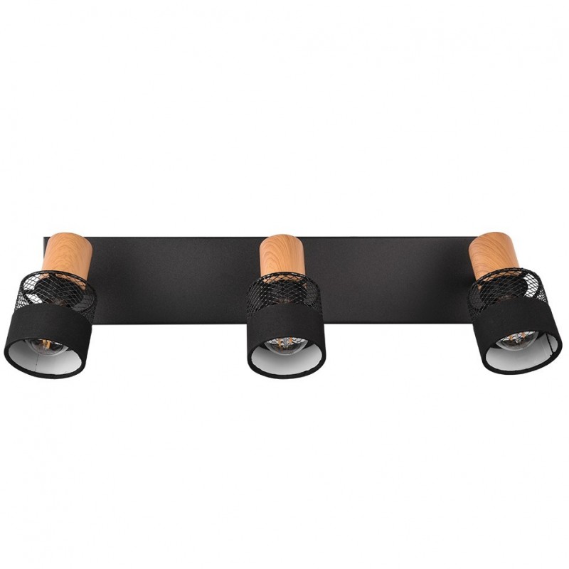 - Nandini - Black & Wooden 3 Spotlights Trio-811700332 - Nandini - Black & Wooden 3 Spotlights