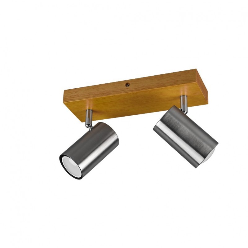 - Marley - Wooden & Matt Nickel 2 Light Spotlights Trio-812400207 - Marley - Wooden & Matt Nickel 2 Light Spotlights