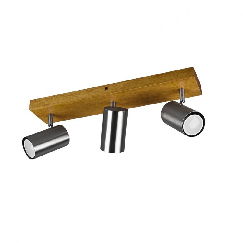 - Marley - Wooden & Matt Nickel 3 Light Spotlights Trio-812400307 - Marley - Wooden & Matt Nickel 3 Light Spotlights