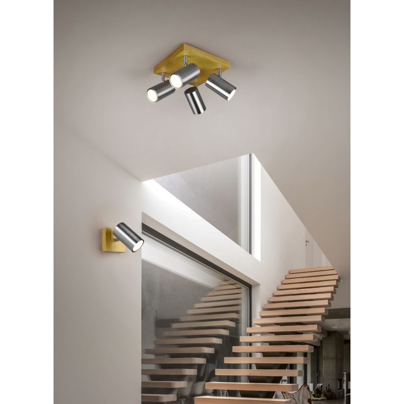 - Marley - Wooden & Matt Nickel 4 Light Spotlights Trio-812400407 - Marley - Wooden & Matt Nickel 4 Light Spotlights
