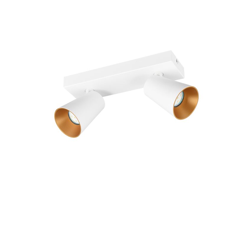Trio-817100231 - Sharp - Matt White 2 Spotlights with Gold Inner Ring