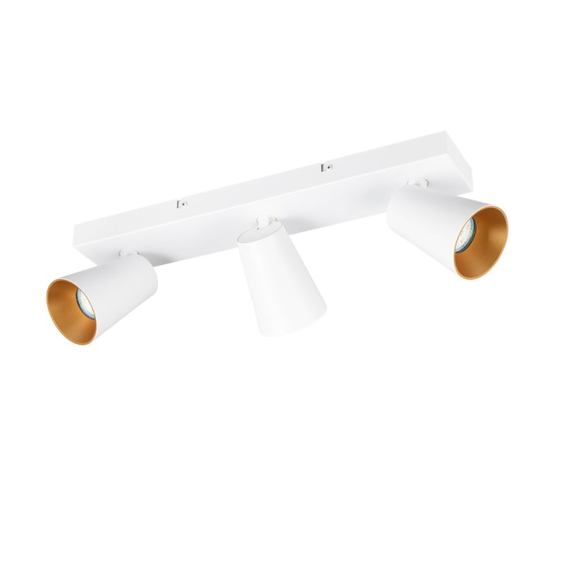 - Sharp - Matt White 3 Spotlights with Gold Inner Ring Trio-817100331 - Sharp - Matt White 3 Spotlights with Gold Inner Ring