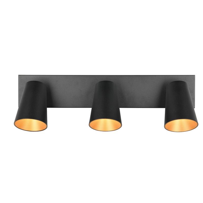 - Sharp - Matt Black 3 Spotlights with Gold Inner Ring Trio-817100332 - Sharp - Matt Black 3 Spotlights with Gold Inner Ring