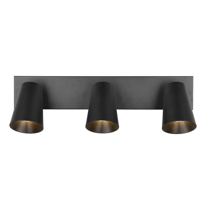 - Sharp - Matt Black 3 Spotlights with Gold Inner Ring Trio-817100332 - Sharp - Matt Black 3 Spotlights with Gold Inner Ring