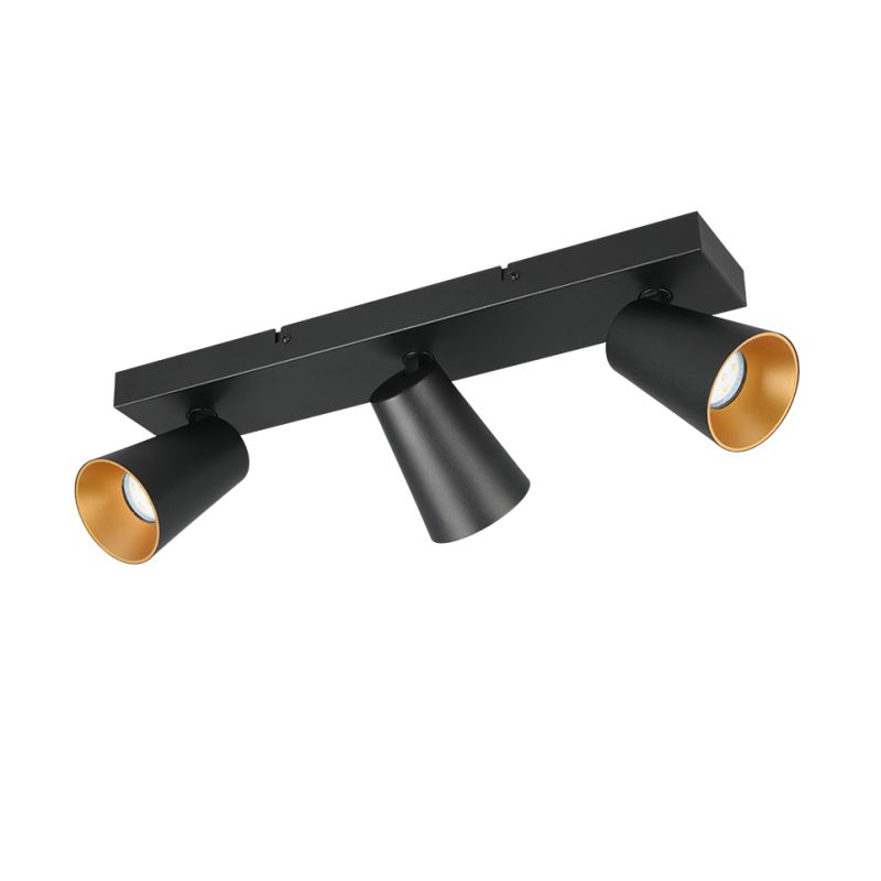 - Sharp - Matt Black 3 Spotlights with Gold Inner Ring Trio-817100332 - Sharp - Matt Black 3 Spotlights with Gold Inner Ring