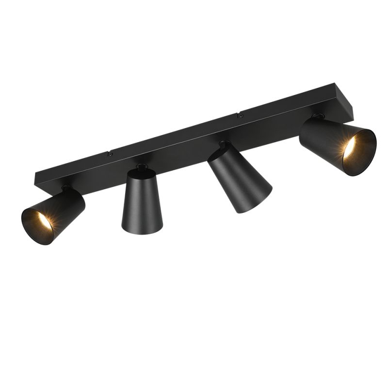 - Sharp - Matt Black 4 Spotlights with Gold Inner Ring Trio-817100432 - Sharp - Matt Black 4 Spotlights with Gold Inner Ring