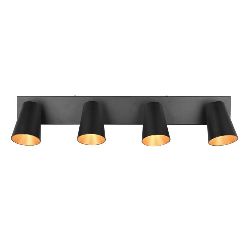 - Sharp - Matt Black 4 Spotlights with Gold Inner Ring Trio-817100432 - Sharp - Matt Black 4 Spotlights with Gold Inner Ring