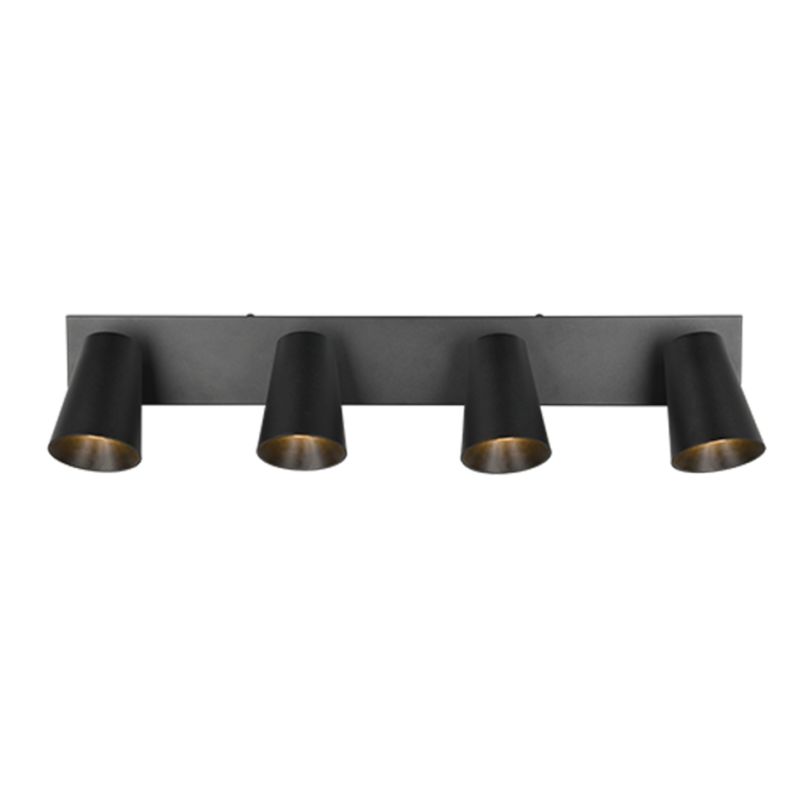 - Sharp - Matt Black 4 Spotlights with Gold Inner Ring Trio-817100432 - Sharp - Matt Black 4 Spotlights with Gold Inner Ring