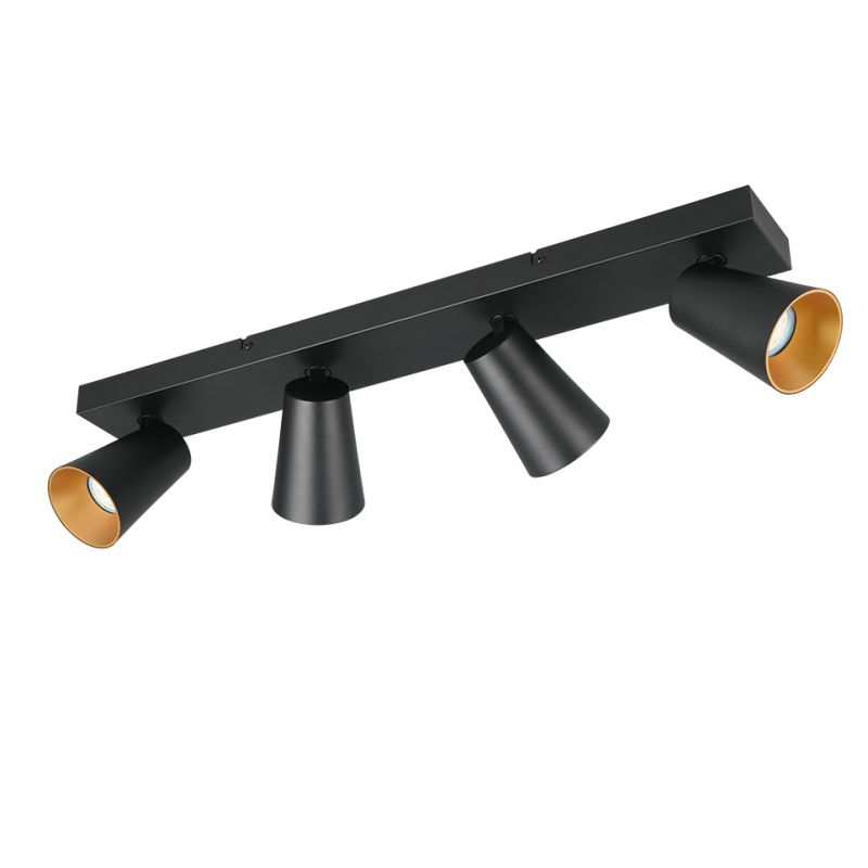 - Sharp - Matt Black 4 Spotlights with Gold Inner Ring Trio-817100432 - Sharp - Matt Black 4 Spotlights with Gold Inner Ring