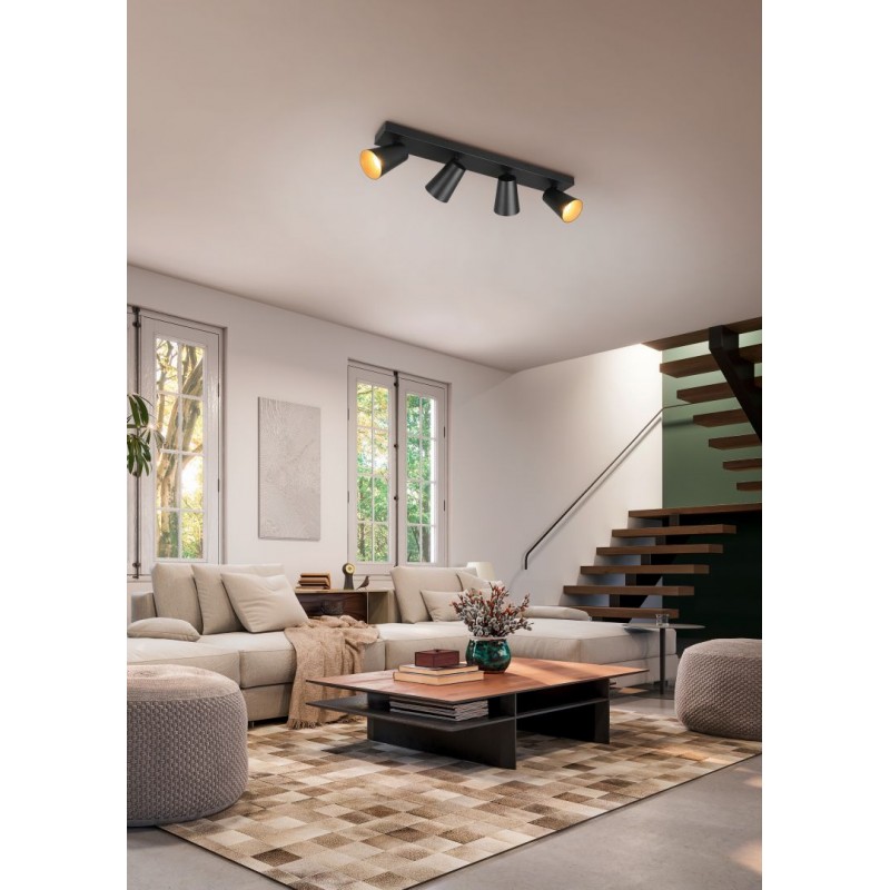- Sharp - Matt Black 4 Spotlights with Gold Inner Ring Trio-817100432 - Sharp - Matt Black 4 Spotlights with Gold Inner Ring