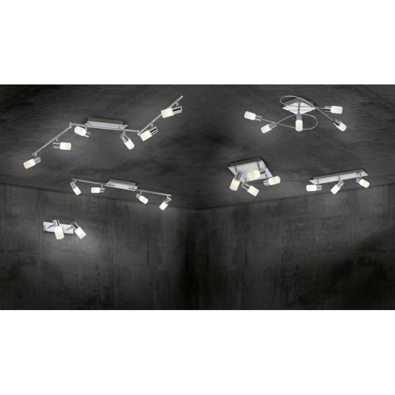 - Clapton - Chrome & Brushed Aluminium LED 3 Spotlights with White Glass Trio-821410305 - Clapton - Chrome & Brushed Aluminium LED 3 Spotlights with White Glass