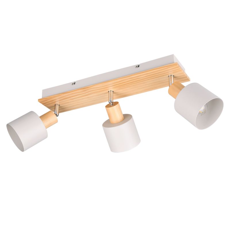 Trio-862700376 - Shanti - Wooden & Warm Grey 3 Spotlights