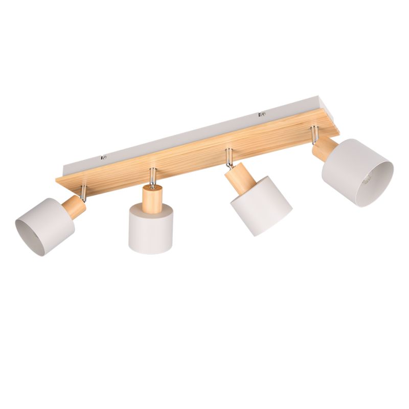 Trio-862700476 - Shanti - Wooden & Warm Grey 4 Spotlights