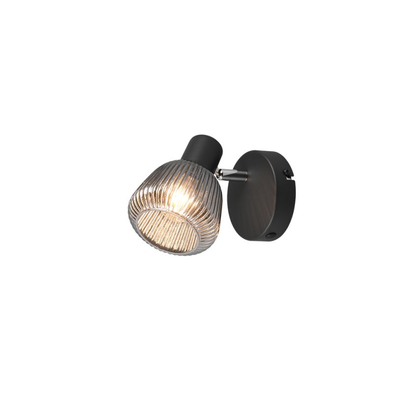 - Tarifa - Black Spotlight with Mirrored Smoked Ribbed Glass Trio-862800132 - Tarifa - Black Spotlight with Mirrored Smoked Ribbed Glass
