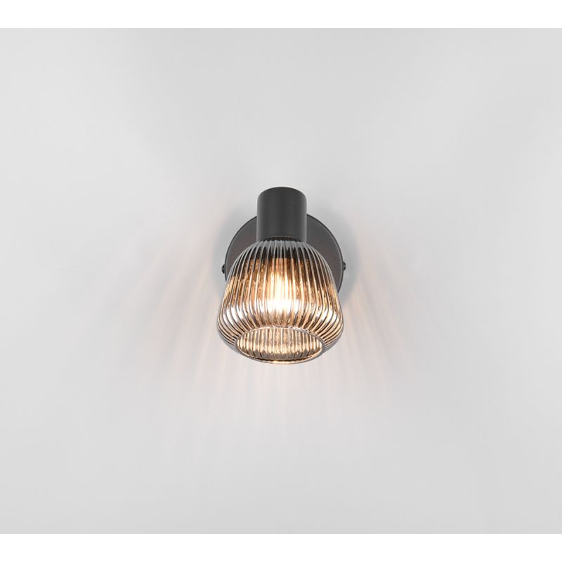- Tarifa - Black Spotlight with Mirrored Smoked Ribbed Glass Trio-862800132 - Tarifa - Black Spotlight with Mirrored Smoked Ribbed Glass