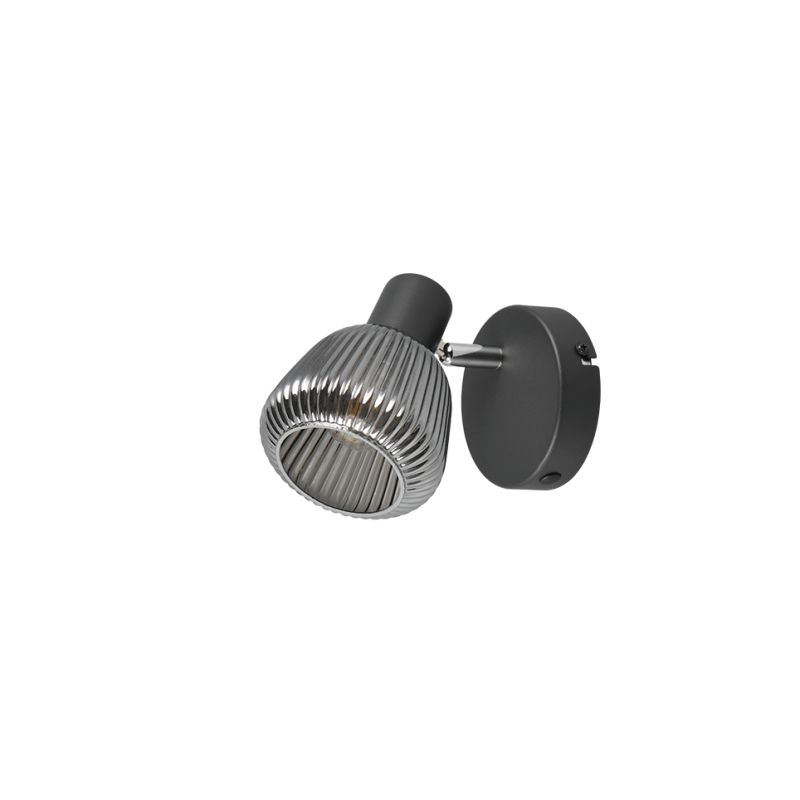 - Tarifa - Black Spotlight with Mirrored Smoked Ribbed Glass Trio-862800132 - Tarifa - Black Spotlight with Mirrored Smoked Ribbed Glass