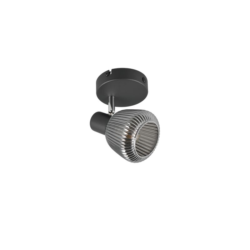 - Tarifa - Black Spotlight with Mirrored Smoked Ribbed Glass Trio-862800132 - Tarifa - Black Spotlight with Mirrored Smoked Ribbed Glass