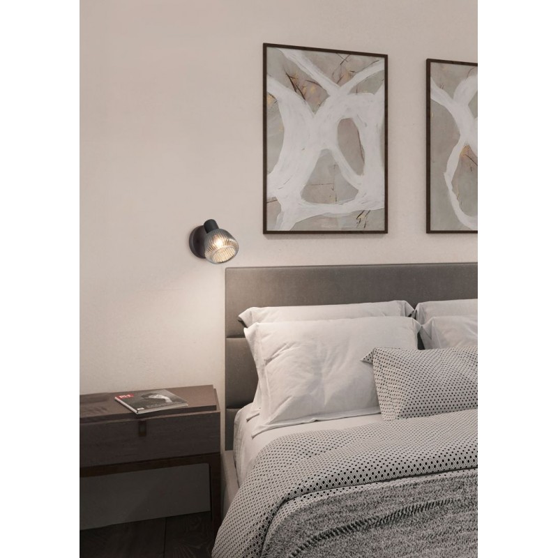 - Tarifa - Black Spotlight with Mirrored Smoked Ribbed Glass Trio-862800132 - Tarifa - Black Spotlight with Mirrored Smoked Ribbed Glass