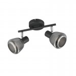 Tarifa - Black 2 Spotlights with Mirrored Smoked Ribbed Glass Tarifa - Black 2 Spotlights with Mirrored Smoked Ribbed Glass