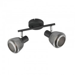 Tarifa - Black 2 Spotlights with Mirrored Smoked Ribbed Glass Tarifa - Black 2 Spotlights with Mirrored Smoked Ribbed Glass