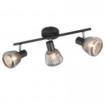 Tarifa - Black 3 Spotlights with Mirrored Smoked Ribbed Glass Tarifa - Black 3 Spotlights with Mirrored Smoked Ribbed Glass