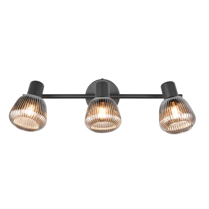 - Tarifa - Black 3 Spotlights with Mirrored Smoked Ribbed Glass Trio-862800332 - Tarifa - Black 3 Spotlights with Mirrored Smoked Ribbed Glass