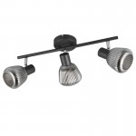 Tarifa - Black 3 Spotlights with Mirrored Smoked Ribbed Glass Tarifa - Black 3 Spotlights with Mirrored Smoked Ribbed Glass