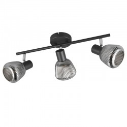 Tarifa - Black 3 Spotlights with Mirrored Smoked Ribbed Glass Tarifa - Black 3 Spotlights with Mirrored Smoked Ribbed Glass
