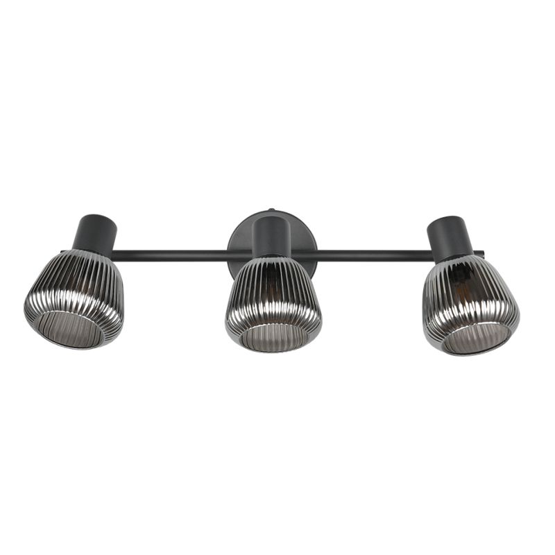 - Tarifa - Black 3 Spotlights with Mirrored Smoked Ribbed Glass Trio-862800332 - Tarifa - Black 3 Spotlights with Mirrored Smoked Ribbed Glass