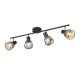 - Tarifa - Black 4 Spotlights with Mirrored Smoked Ribbed Glass Trio-862800432 - Tarifa - Black 4 Spotlights with Mirrored Smoked Ribbed Glass