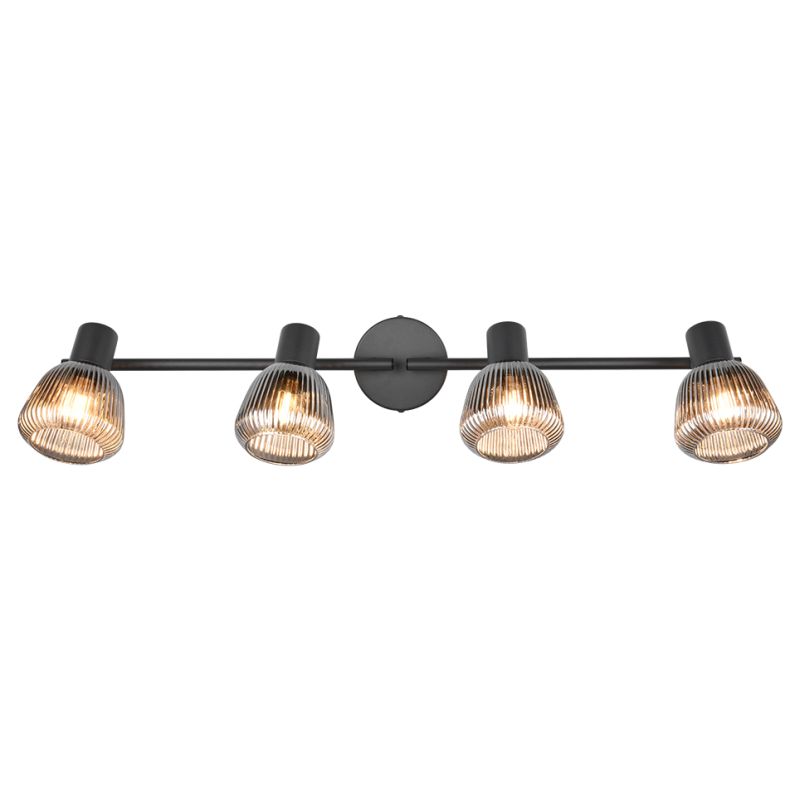 - Tarifa - Black 4 Spotlights with Mirrored Smoked Ribbed Glass Trio-862800432 - Tarifa - Black 4 Spotlights with Mirrored Smoked Ribbed Glass