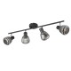 - Tarifa - Black 4 Spotlights with Mirrored Smoked Ribbed Glass Trio-862800432 - Tarifa - Black 4 Spotlights with Mirrored Smoked Ribbed Glass